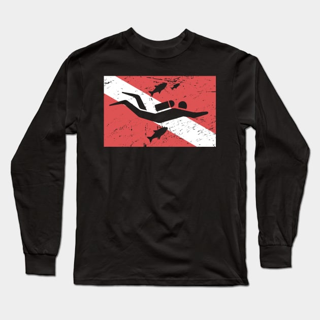 Scuba Diver Flag Long Sleeve T-Shirt by MeatMan